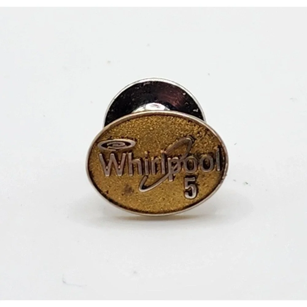 Vtg Whirlpool 5 Year Service Award CTO Sterling Silver Gold Plated Lapel Pin